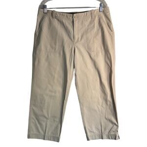 Eddie Bauer Pants Womens Size 12 Tan Twill Cropped Cargo Pocket Mid Rise Casual